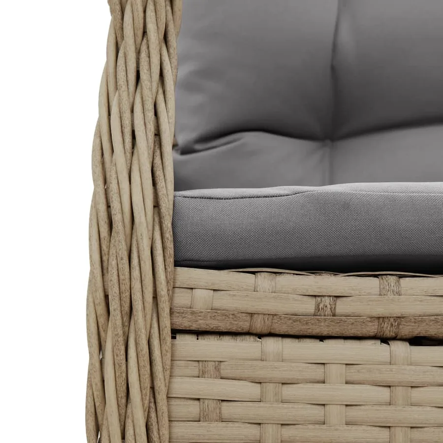 Ensemble à manger de jardin et coussins 9 pcs beige Poly rotin - 6