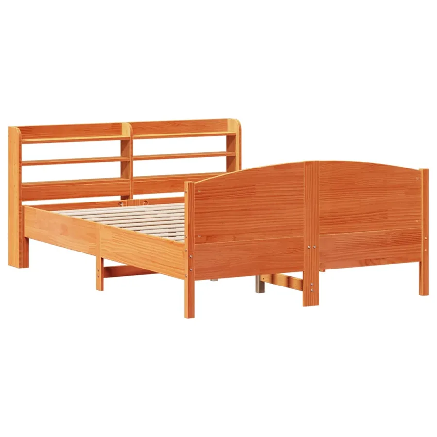 Cadre de lit sans matelas cire marron 160x200cm bois pin massif - 3