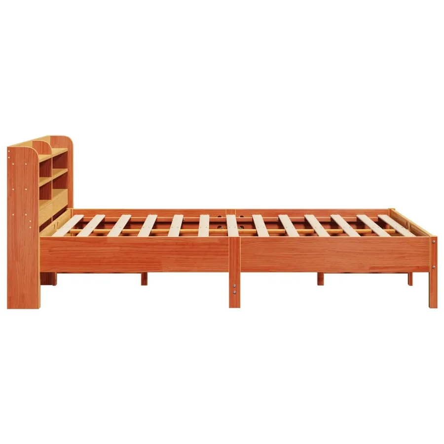 Cadre de lit sans matelas cire marron 160x200cm bois pin massif - 5