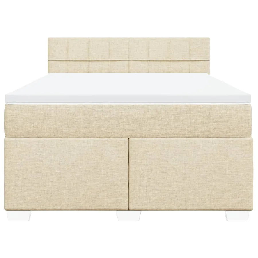 Sommier à lattes de lit avec matelas Crème 140x200 cm Tissu - 4