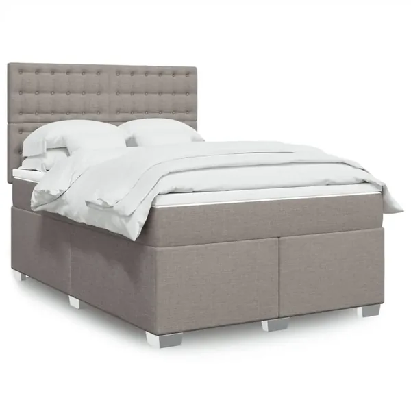 Sommier à lattes de lit avec matelas Taupe 140x200 cm Tissu