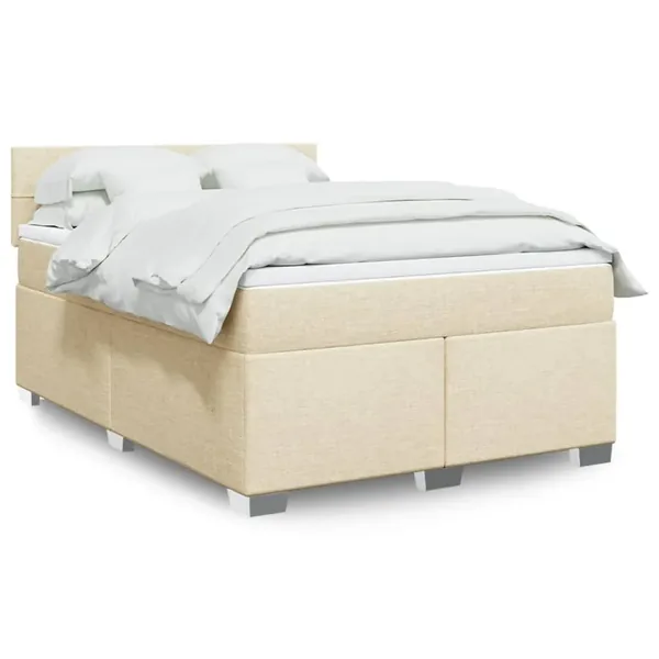 Sommier à lattes de lit avec matelas Crème 140x200 cm Tissu