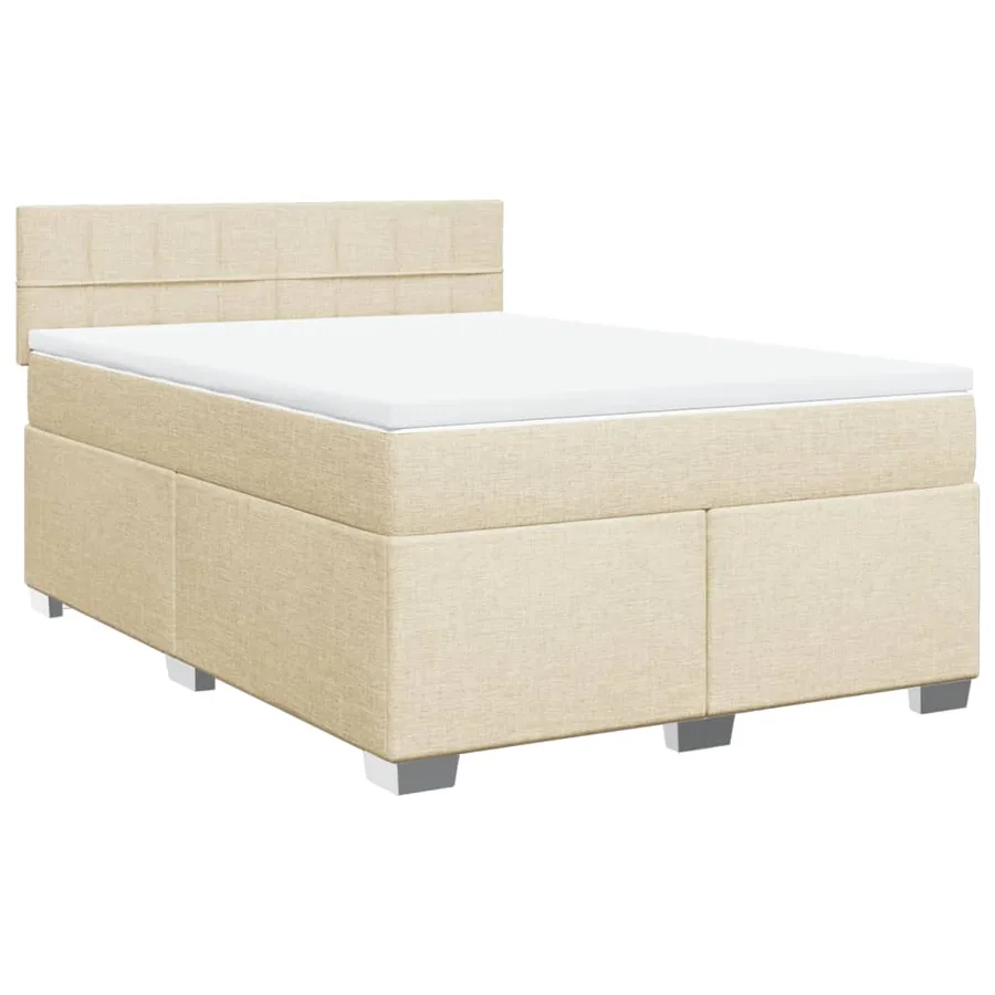 Sommier à lattes de lit avec matelas Crème 140x200 cm Tissu - 2
