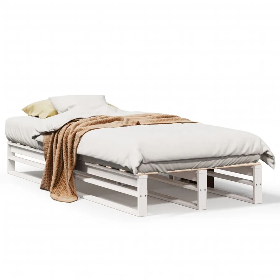 Cadre de lit sans matelas blanc 90x190 cm bois de pin massif - 2