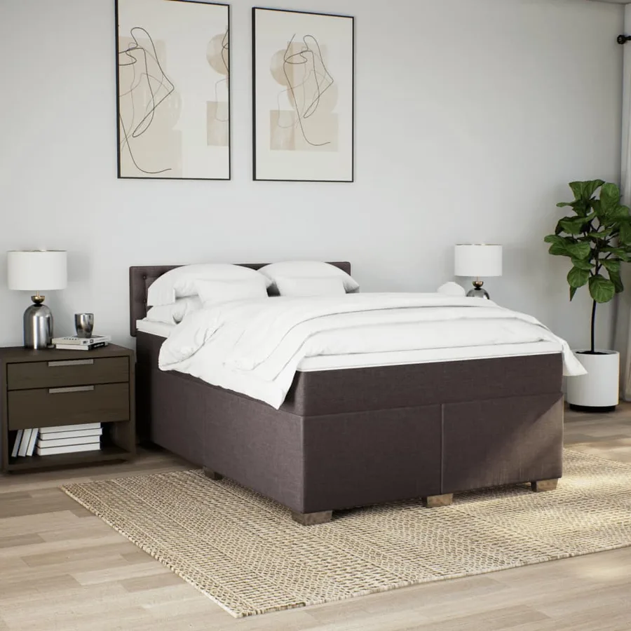 Sommier à lattes de lit avec matelas Marron foncé 140x200 cm - 4
