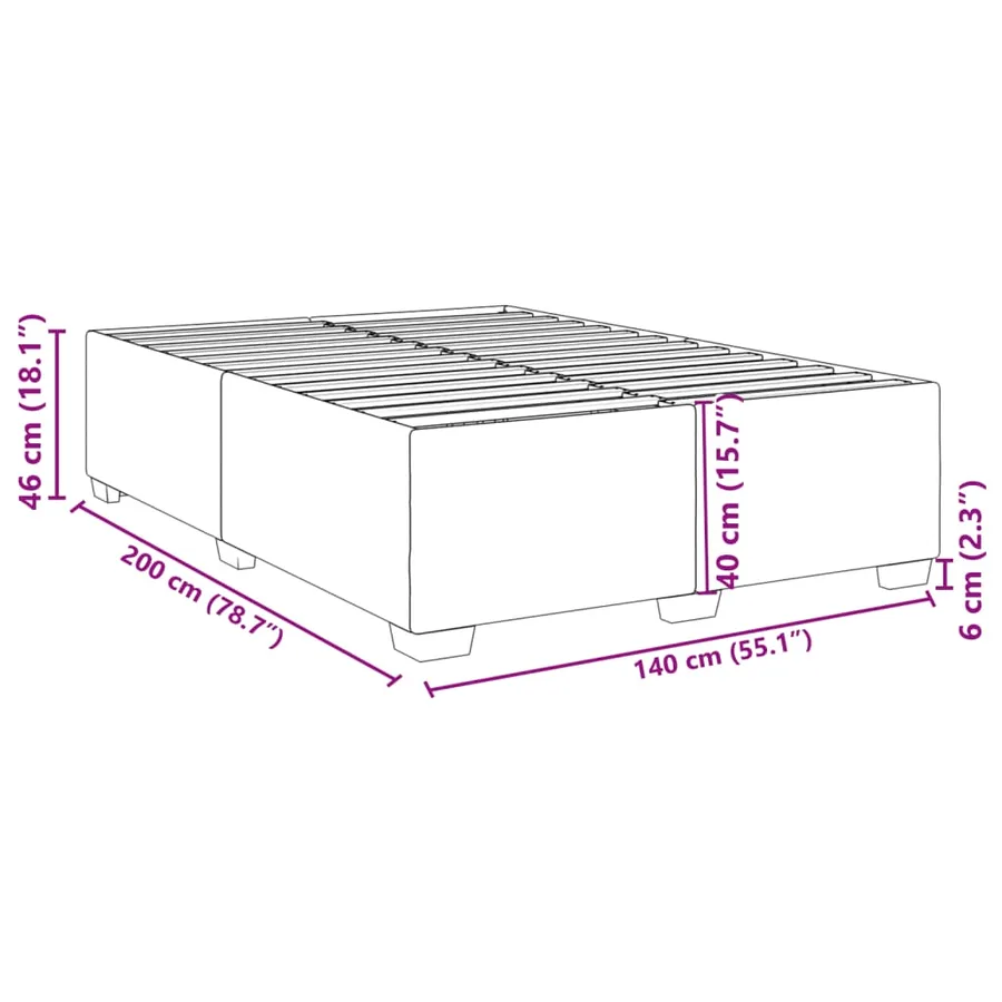 Cadre de lit sans matelas marron foncé 140x200 cm tissu - 9