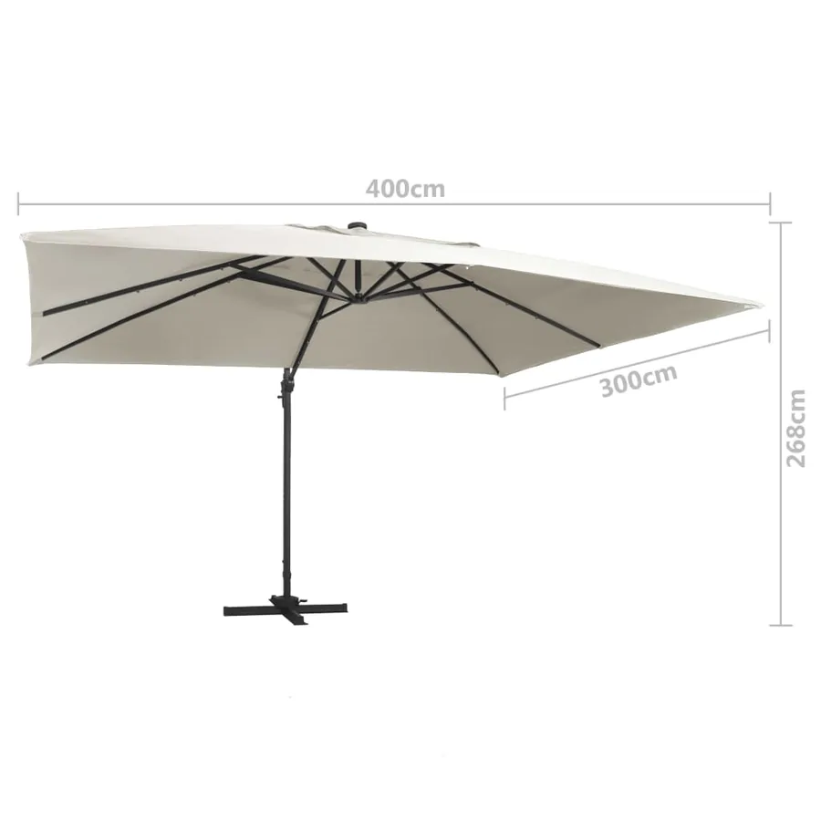 Parasol de jardin en porte-à-faux lumières LED mât en aluminium - 9