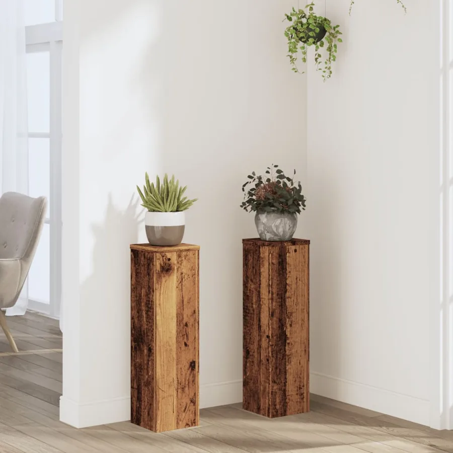 Supports pour plantes 2 pcs vieux bois bois d'ingénierie