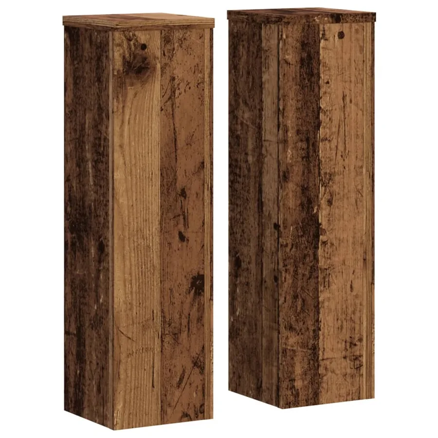 Supports pour plantes 2 pcs vieux bois bois d'ingénierie - 2