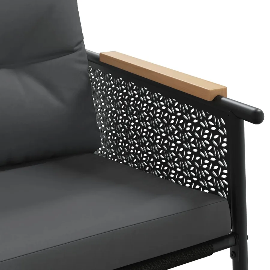 Banc de jardin avec coussins 116 cm noir acier - 8