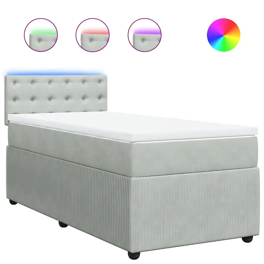Sommier à lattes de lit et matelas Gris clair 90x190 cm Velours - 2