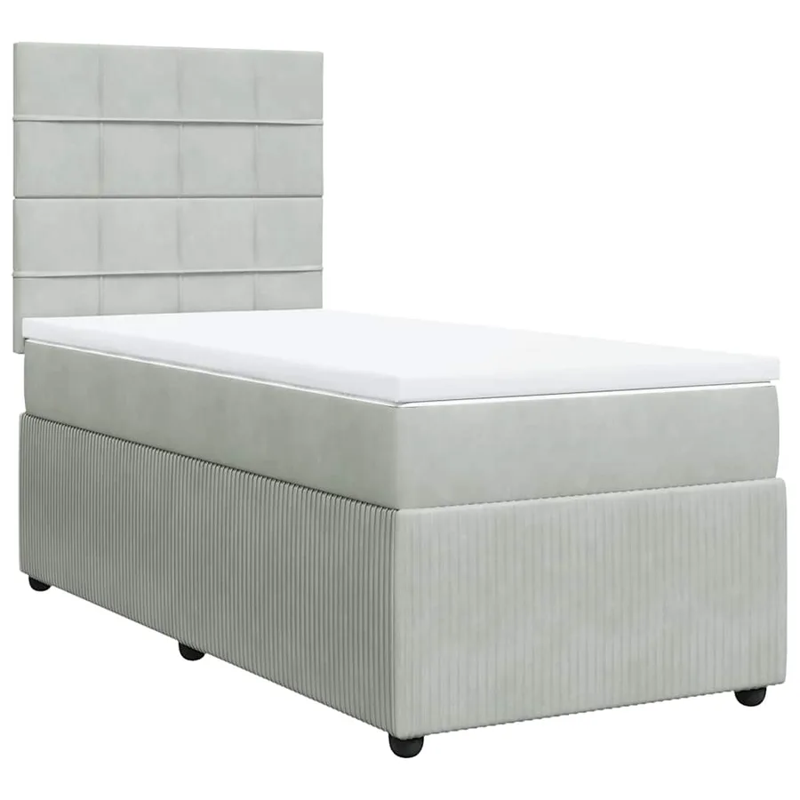 Sommier à lattes de lit et matelas Gris clair 90x190 cm Velours - 2
