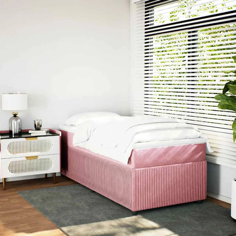 Sommier à lattes de lit avec matelas Rose 100x200 cm Velours - 3