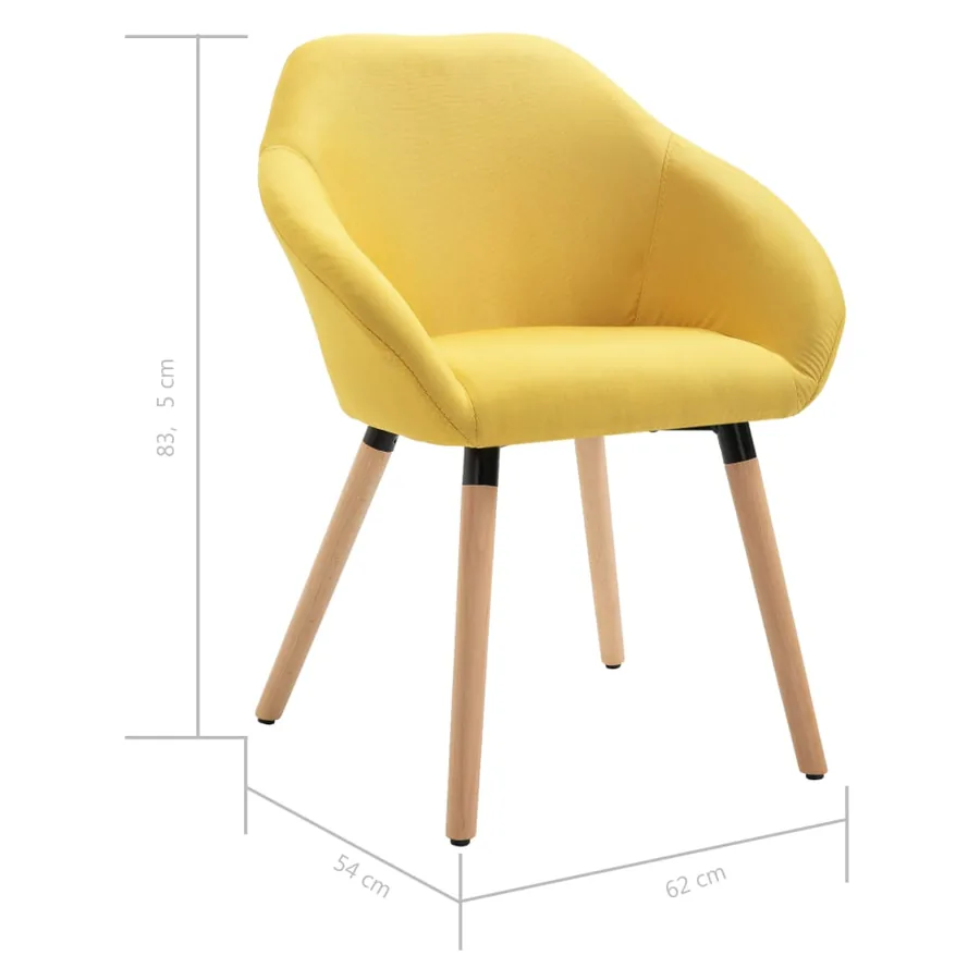 Chaises à manger lot de 6 jaune tissu - 8