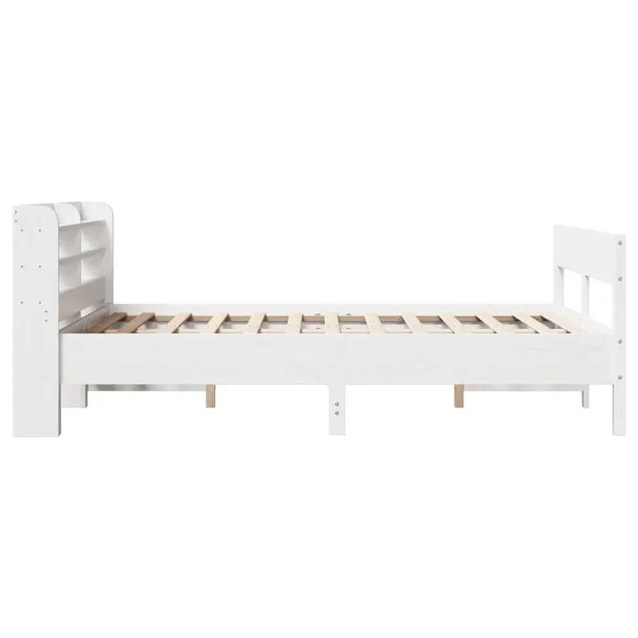 Cadre de lit sans matelas blanc 160x200 cm bois de pin massif - 5