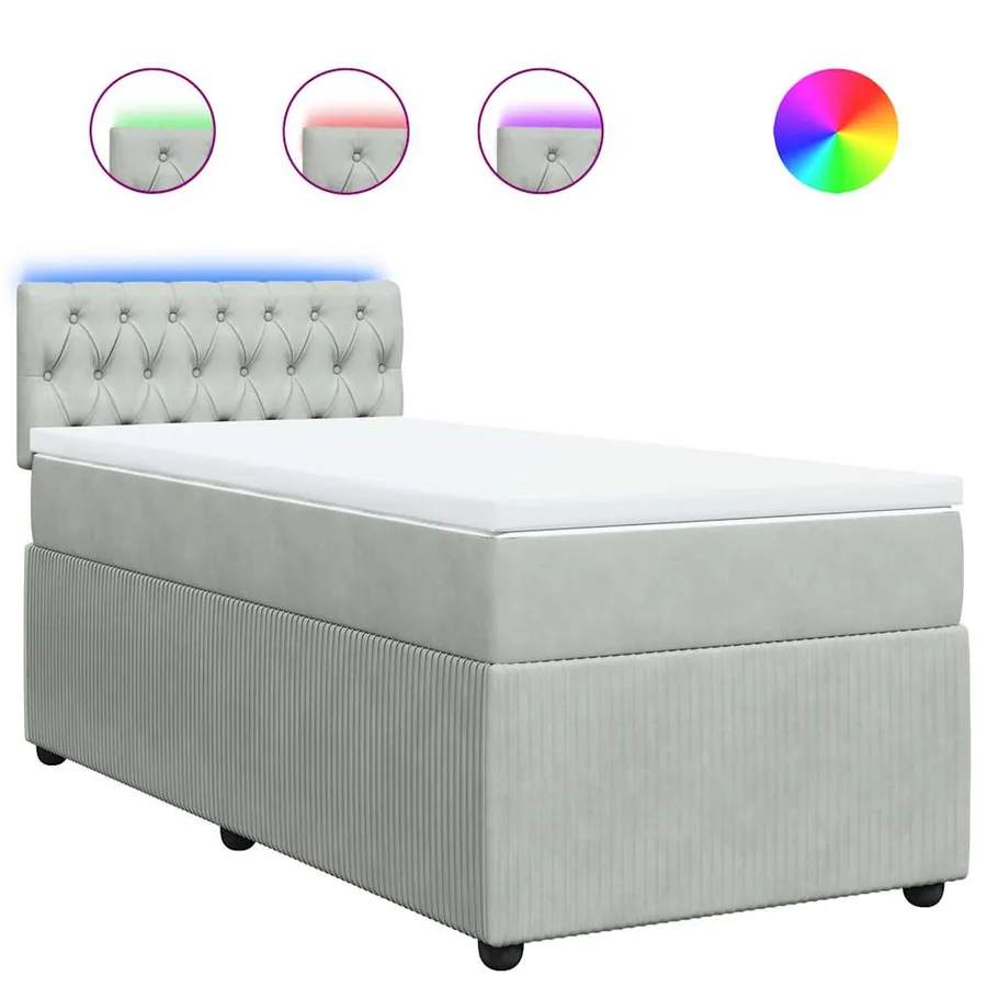 Sommier à lattes de lit et matelas Gris clair 100x200cm Velours - 2