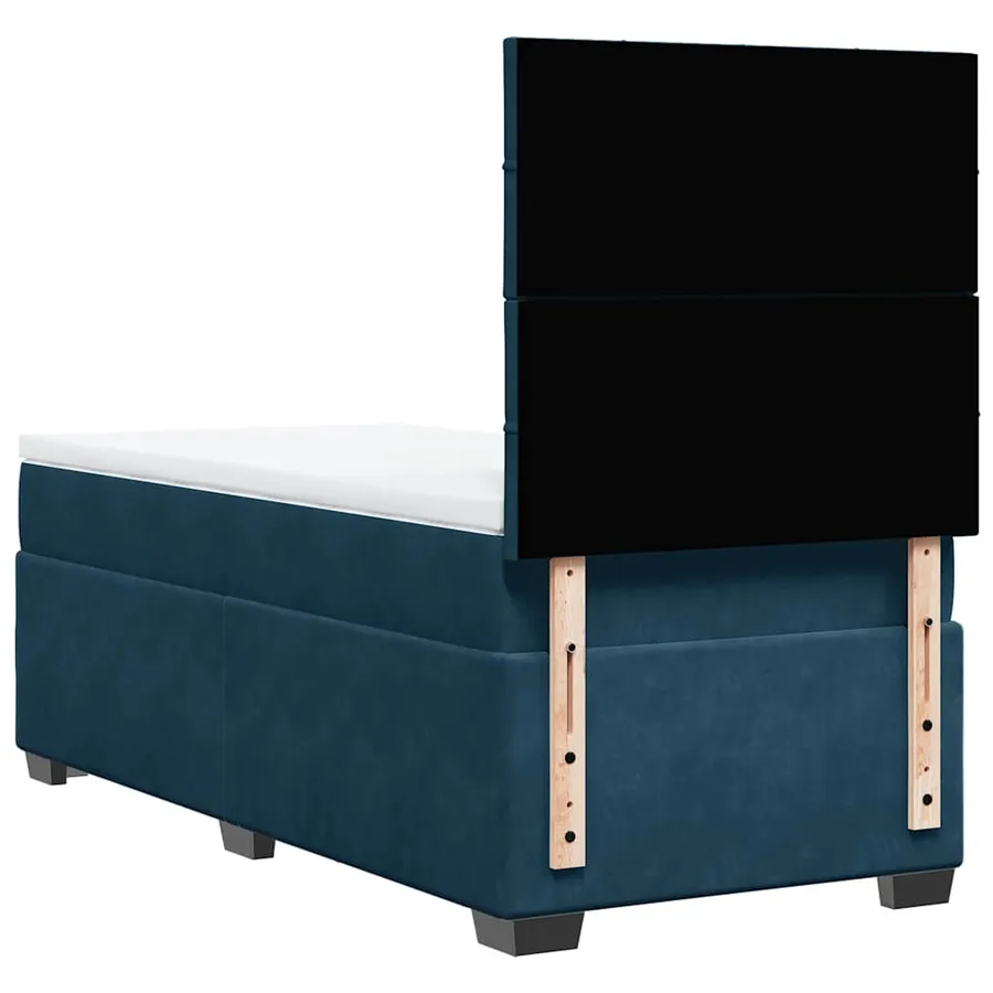 Sommier à lattes de lit avec matelas bleu 90x200 cm velours - 12