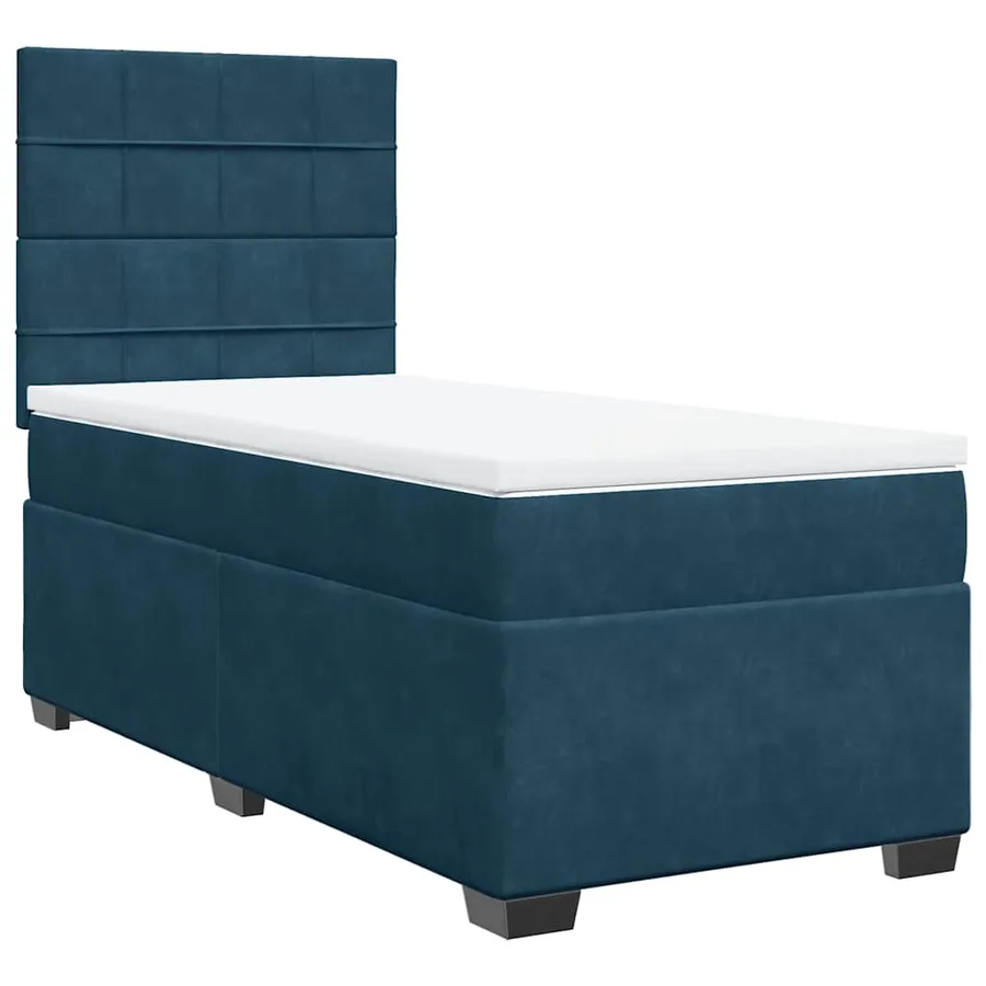 Sommier à lattes de lit avec matelas bleu 90x200 cm velours - 3