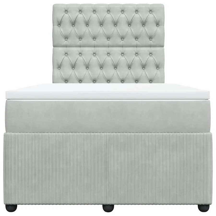 Sommier à lattes de lit et matelas gris clair 120x190cm velours - 6