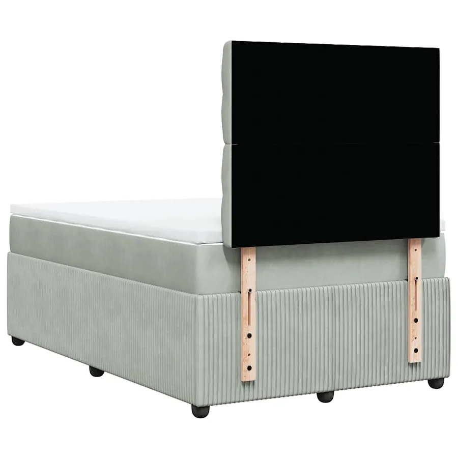 Sommier à lattes de lit et matelas gris clair 120x190cm velours - 8