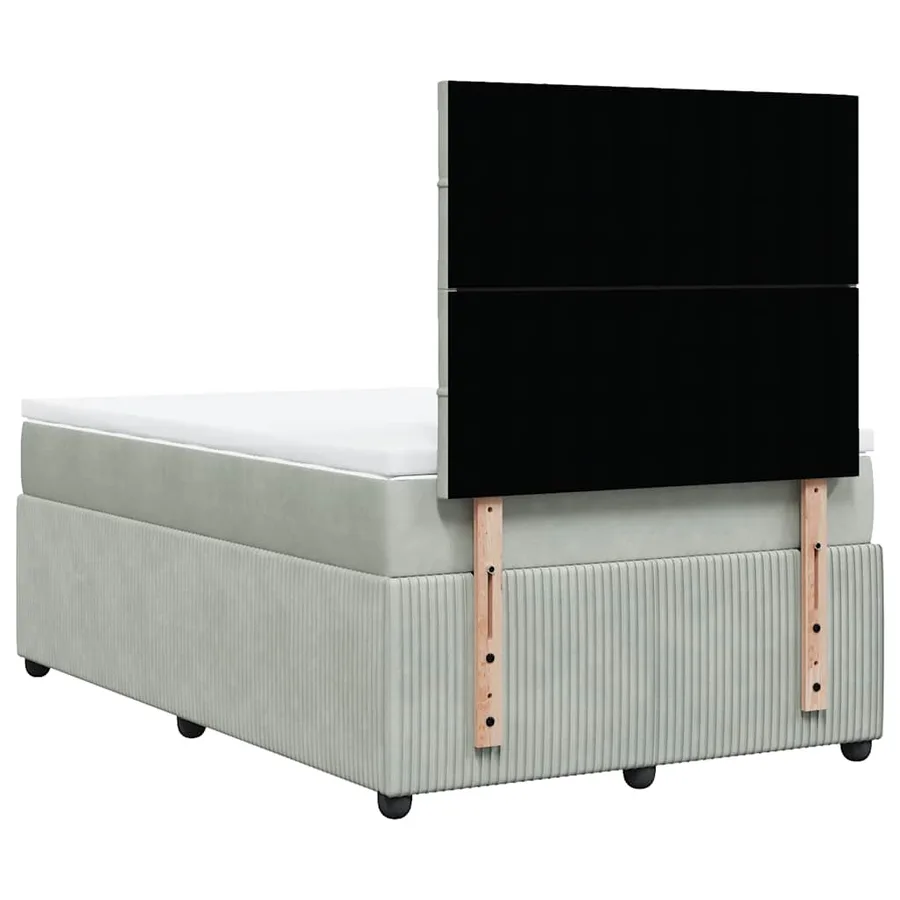 Sommier à lattes de lit et matelas gris clair 120x190cm velours - 8