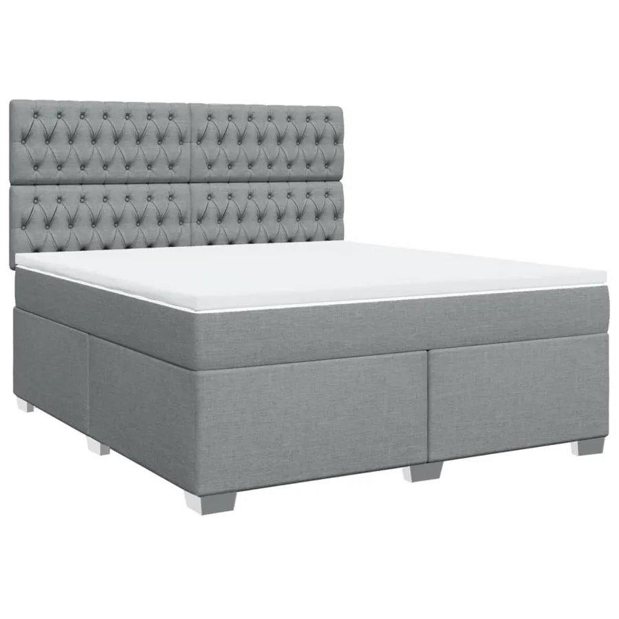Sommier à lattes de lit avec matelas Gris clair 180x200cm Tissu - 3