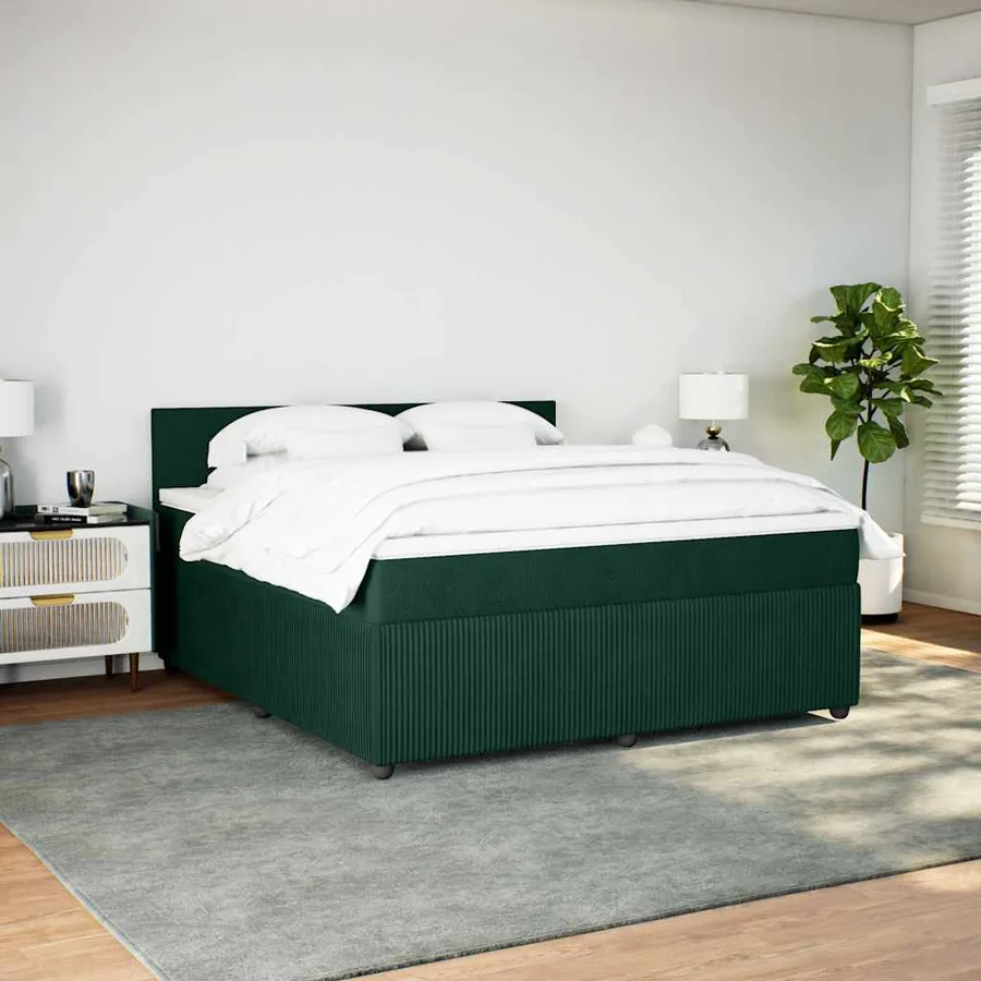 Sommier à lattes de lit et matelas Vert foncé 180x200cm Velours - 4