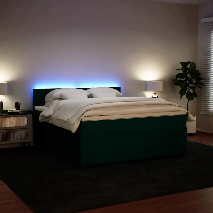 Sommier à lattes de lit et matelas Vert foncé 180x200cm Velours - 5