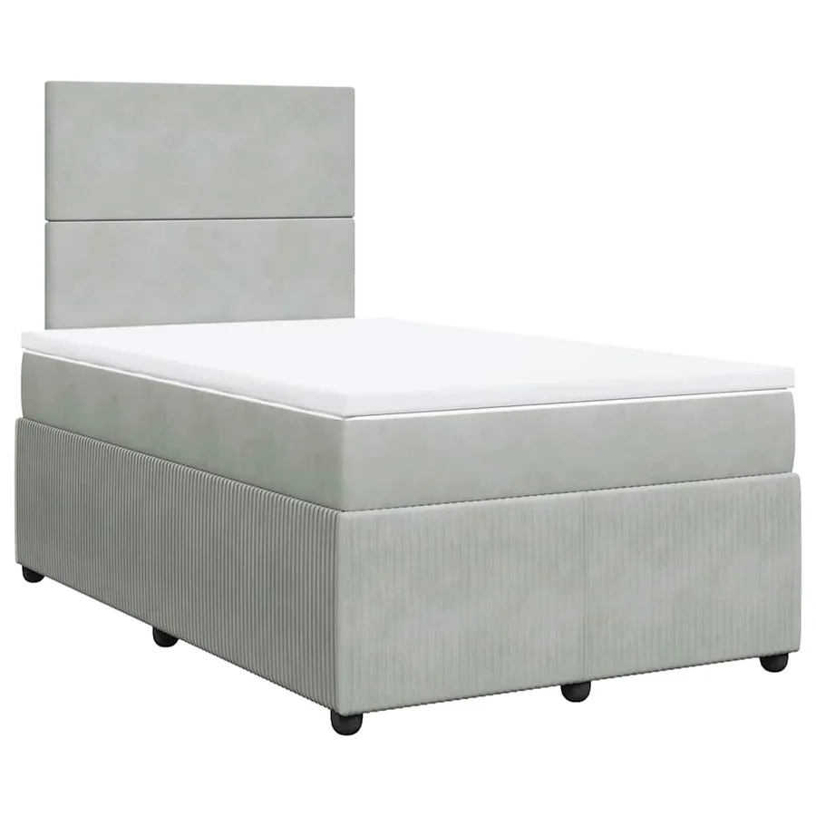 Sommier à lattes de lit et matelas gris clair 120x190cm velours - 2