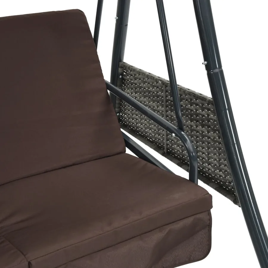 Balancelle de jardin avec auvent réglable marron café acier - 10