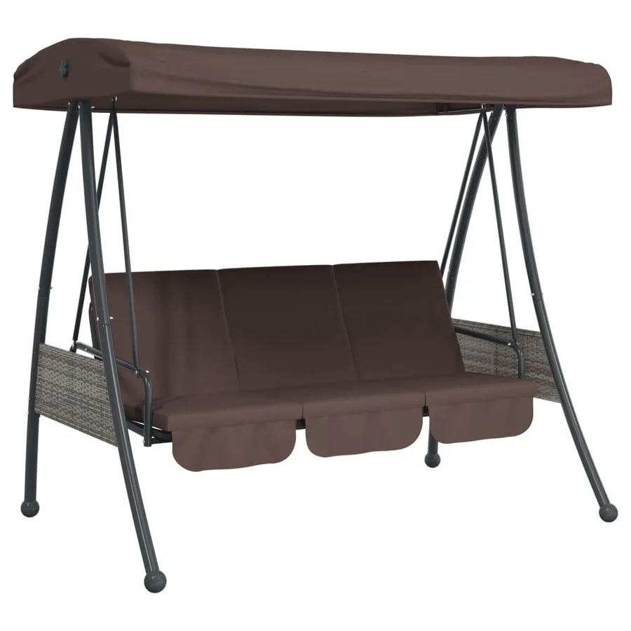 Balancelle de jardin avec auvent réglable marron café acier - 2