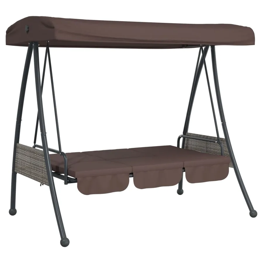 Balancelle de jardin avec auvent réglable marron café acier - 4