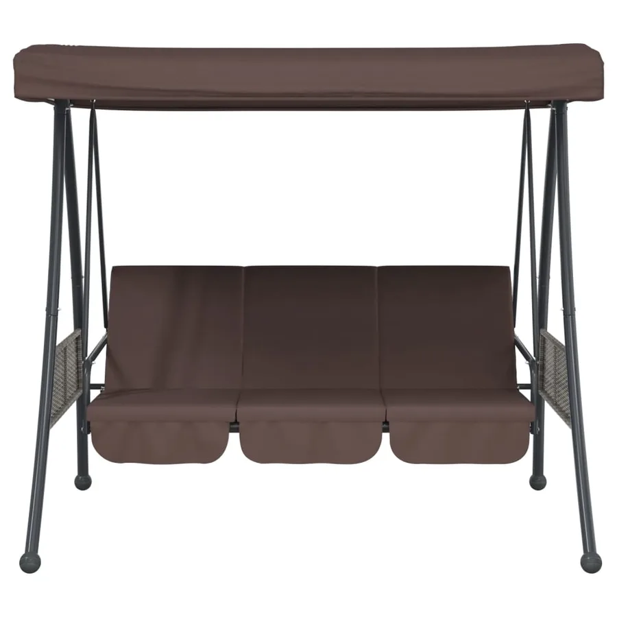Balancelle de jardin avec auvent réglable marron café acier - 5