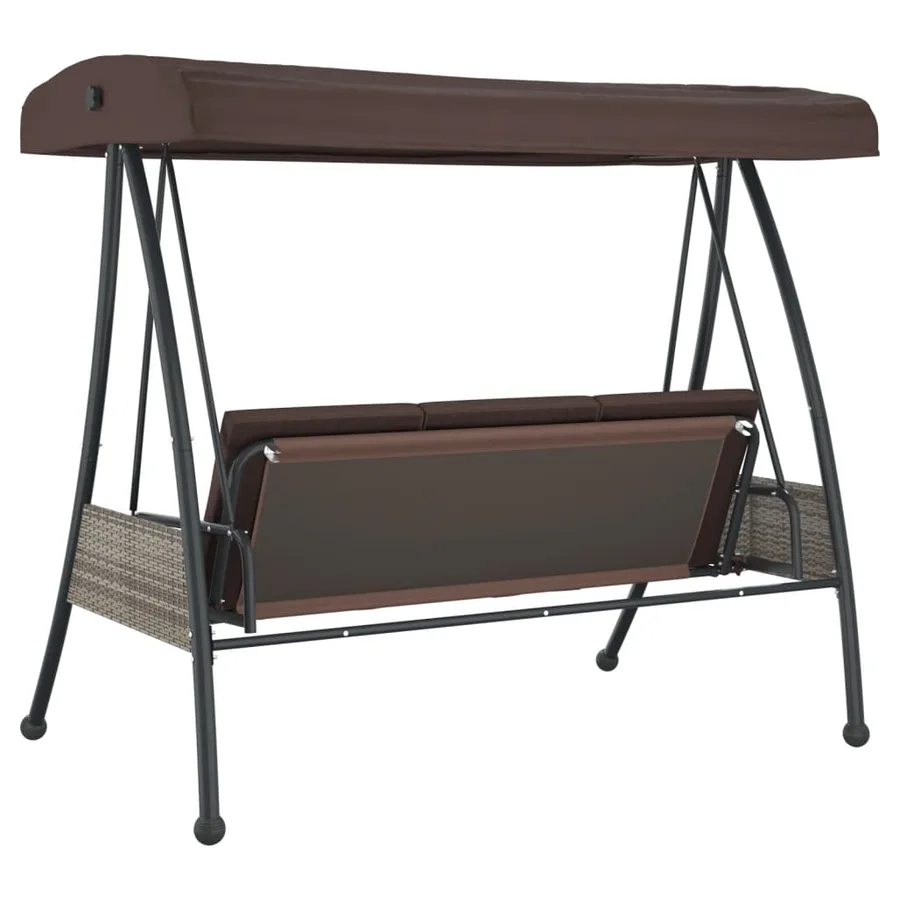 Balancelle de jardin avec auvent réglable marron café acier - 7