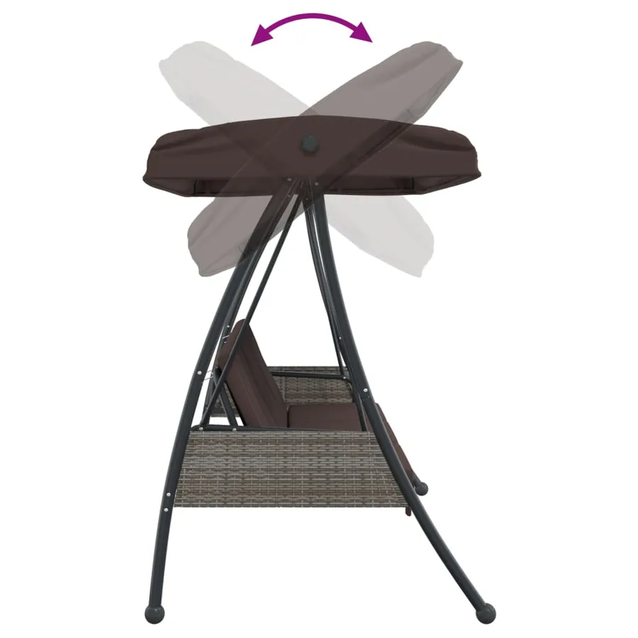 Balancelle de jardin avec auvent réglable marron café acier - 8