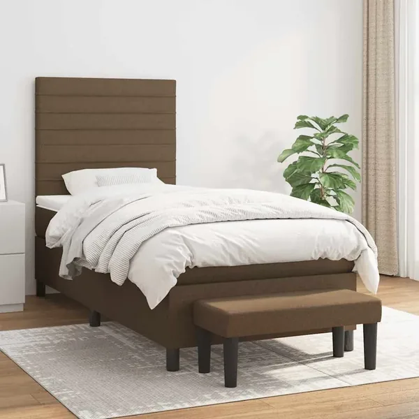 Sommier à lattes de lit avec matelas Marron foncé 90x200 cm