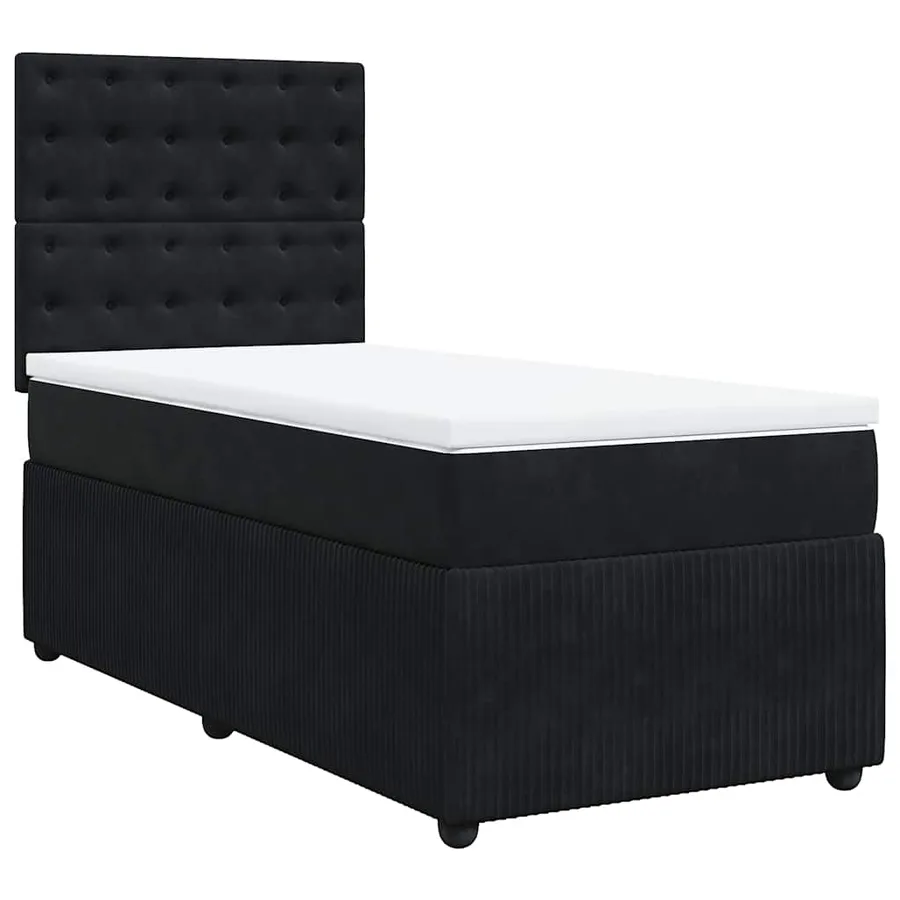 Sommier à lattes de lit avec matelas Noir 90x190 cm Velours - 2