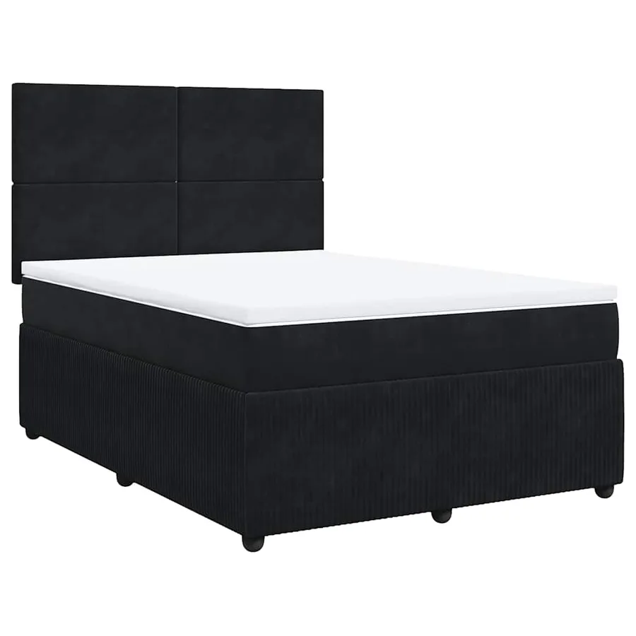 Sommier à lattes de lit avec matelas Noir 140x190 cm Velours - 2