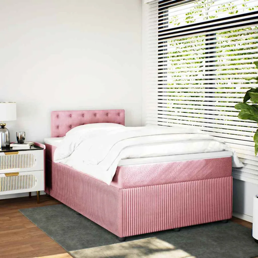 Sommier à lattes de lit avec matelas Rose 120x200 cm Velours - 3