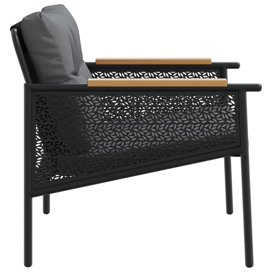 Chaises de jardin avec coussins lot de 2 noir acier - 5