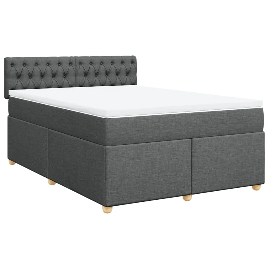 Sommier à lattes de lit avec matelas Gris foncé 140x200cm Tissu - 3