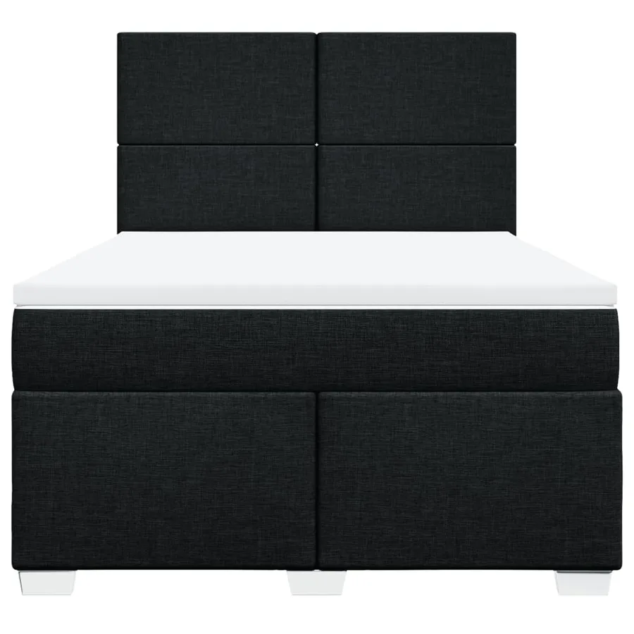 Sommier à lattes de lit avec matelas Noir 160x200 cm Tissu - 4