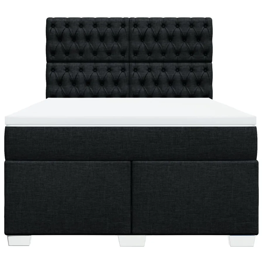 Sommier à lattes de lit avec matelas Noir 160x200 cm Tissu - 4