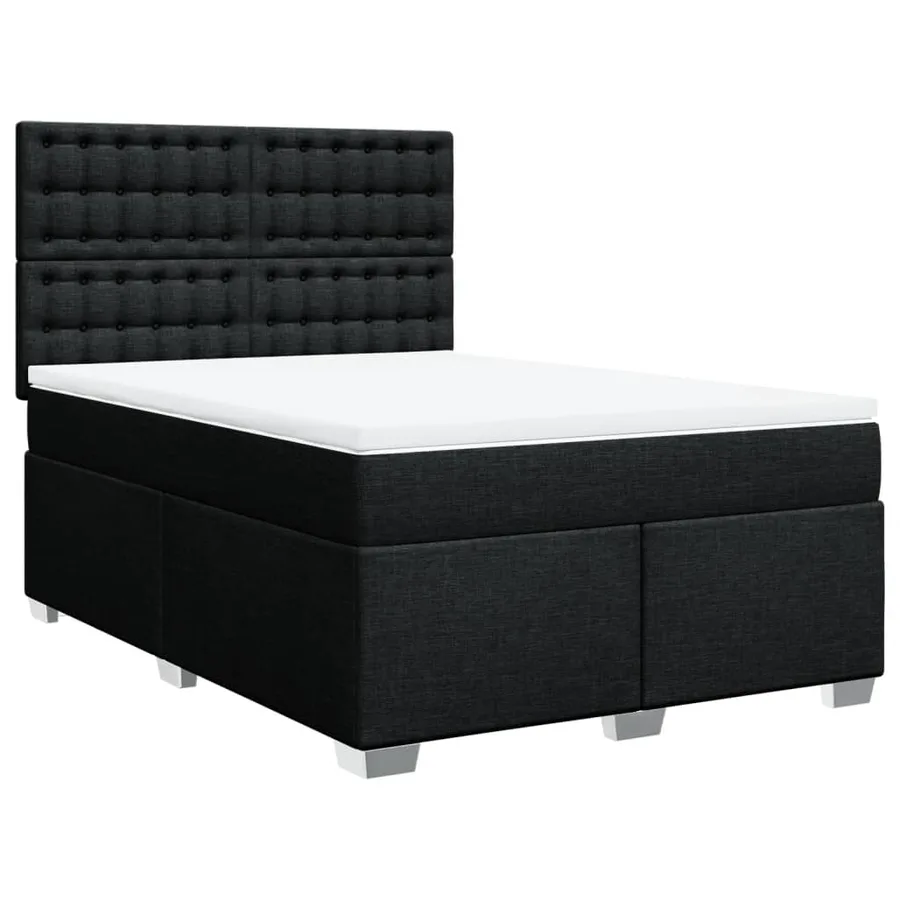Sommier à lattes de lit avec matelas Noir 160x200 cm Tissu - 3
