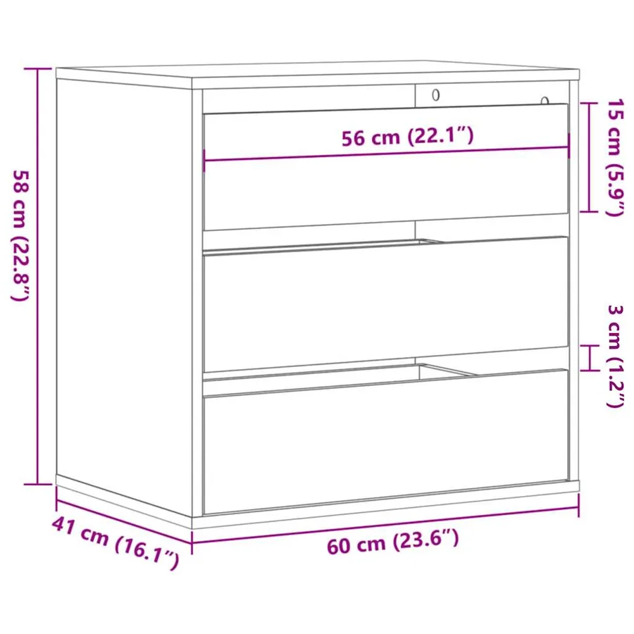 Commode d'angle chêne artisanal 60x41x58 cm bois d'ingénierie - 8