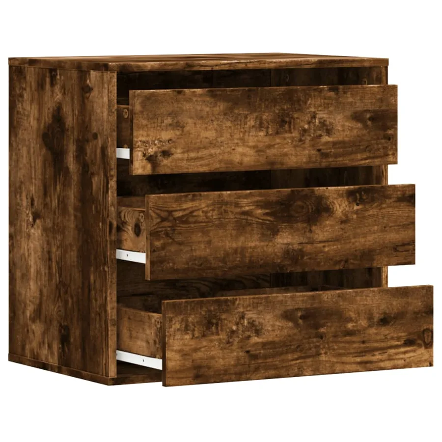 Commode d'angle chêne fumé 60x41x58 cm bois d'ingénierie - 5
