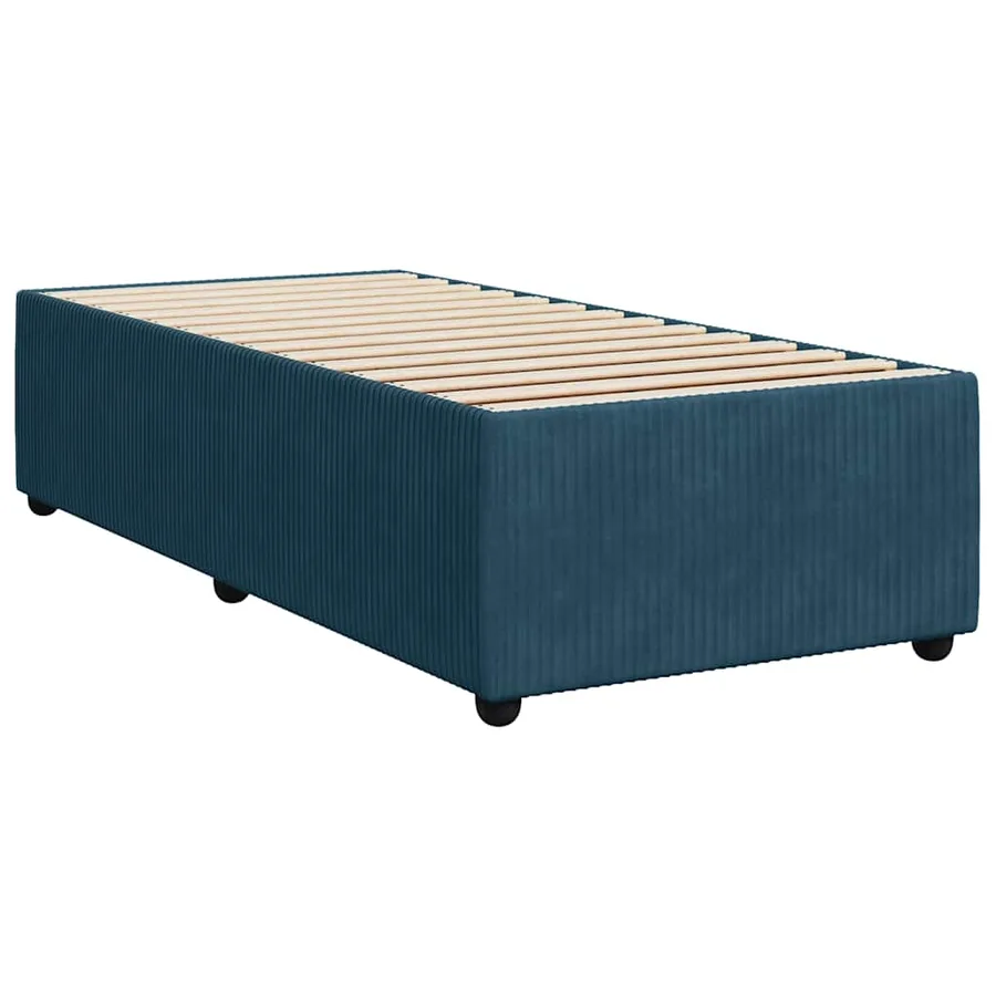 Sommier à lattes de lit avec matelas bleu 90x200 cm velours - 6