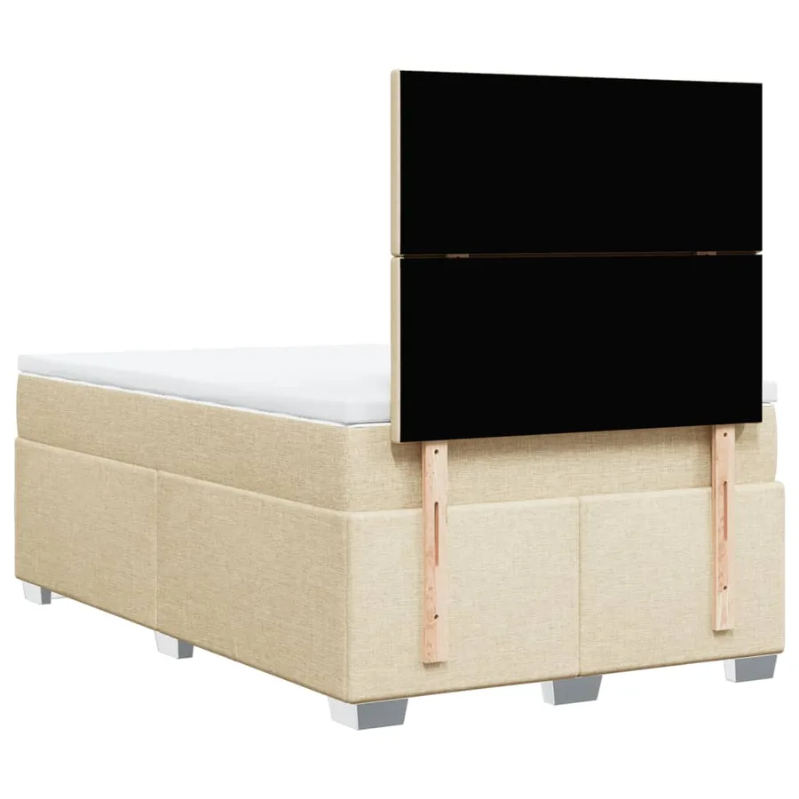 Sommier à lattes de lit avec matelas crème 120x190 cm tissu - 10