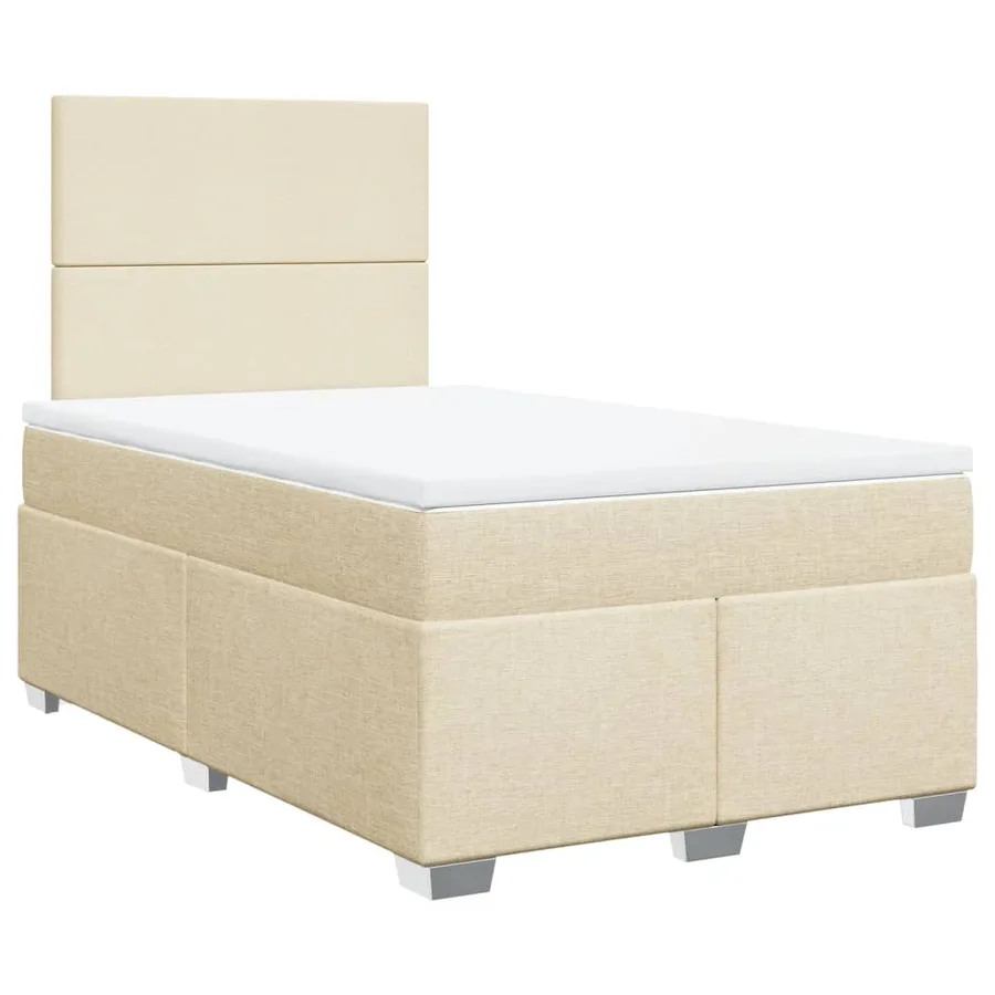 Sommier à lattes de lit avec matelas crème 120x190 cm tissu - 2