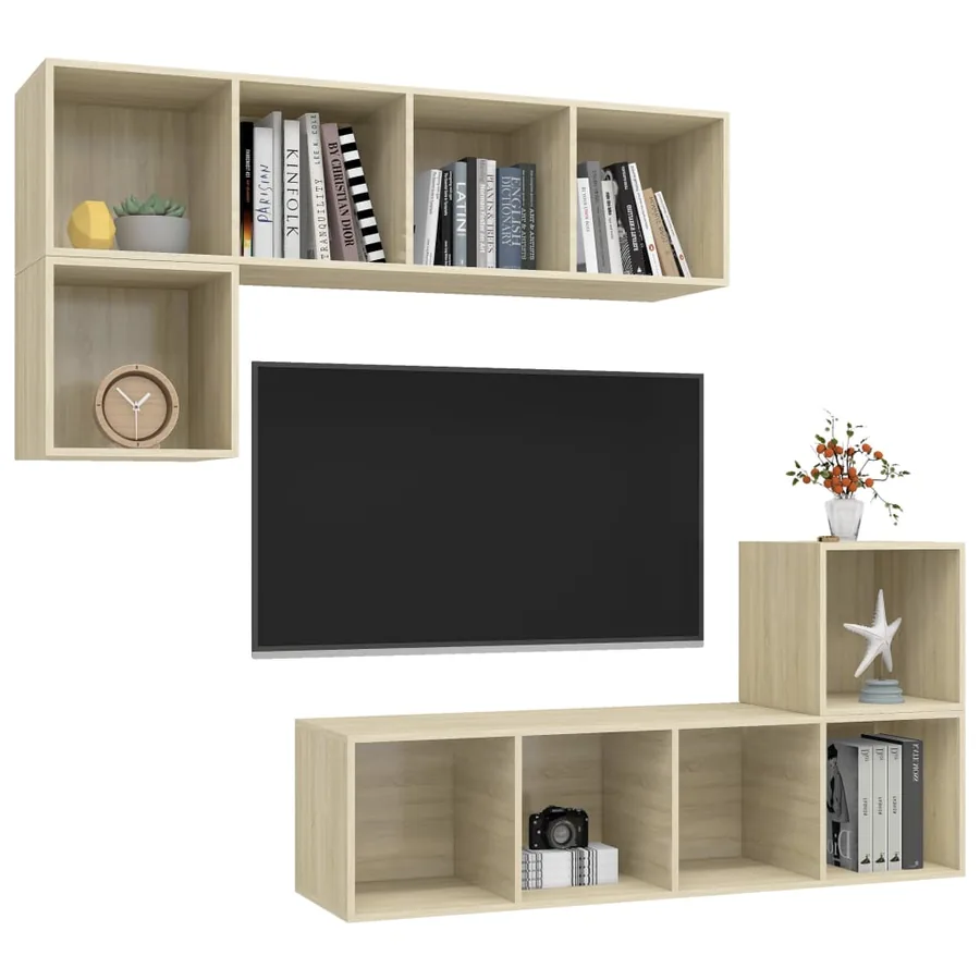 Ensemble de meubles TV 4 pcs Chêne sonoma Bois d'ingénierie - 3